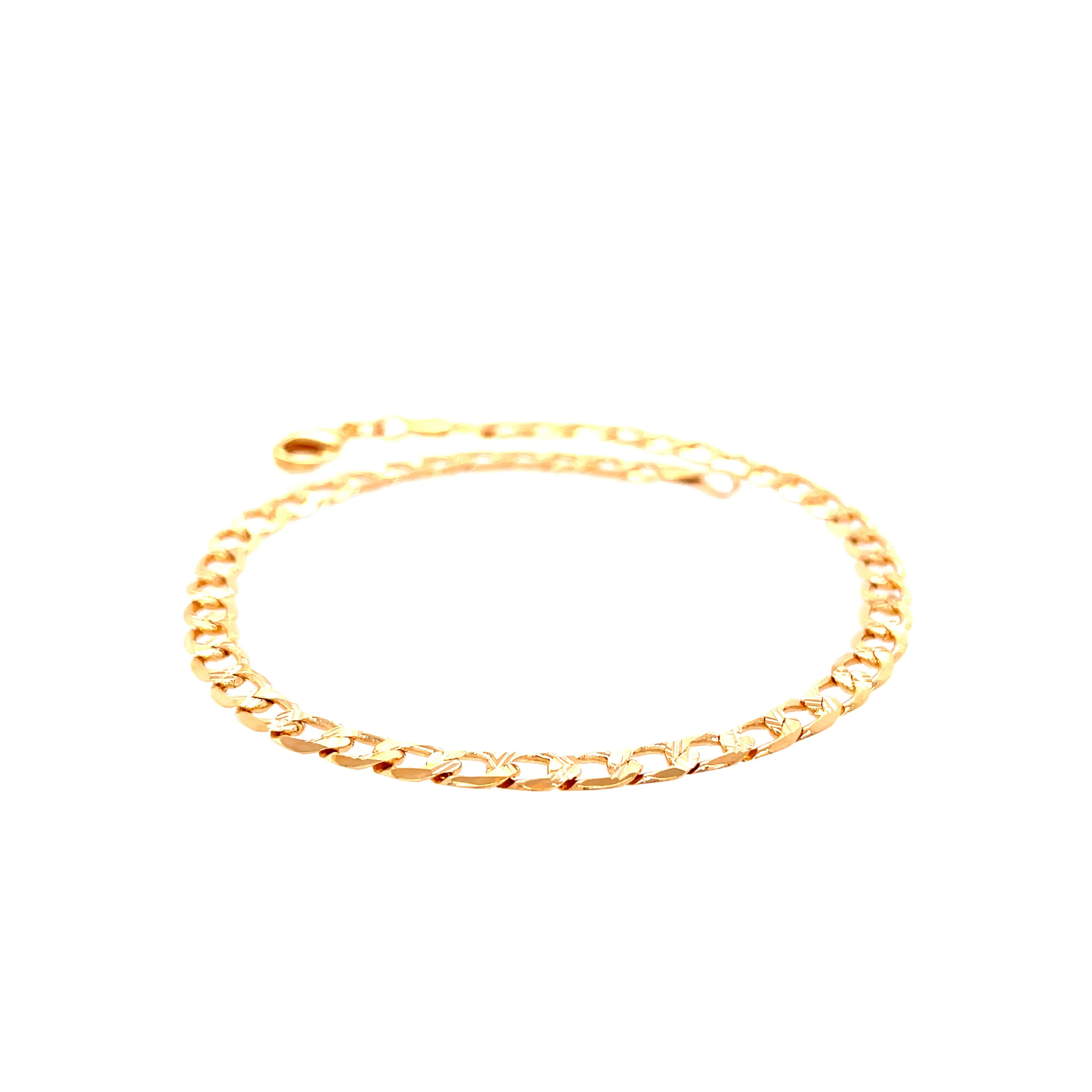 Anklet Bracelet Gold Filled Cuban Curb Link Diamond-cut 10 inch