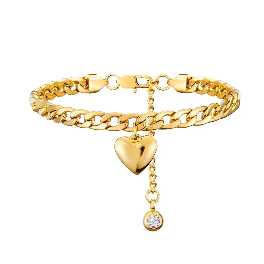 Anklet For Women Gold Color Stainless Steel Cuban Link Ankle Bracelets