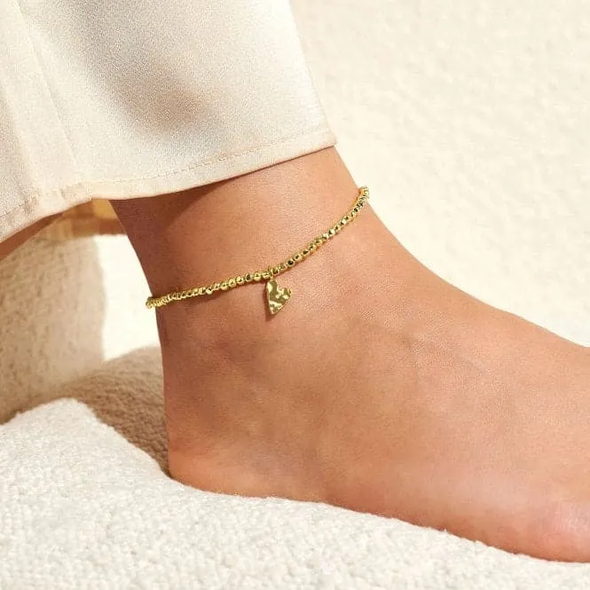 Anklet Hammered Heart Gold Plated Anklet 23cm Stretch Anklet 6950