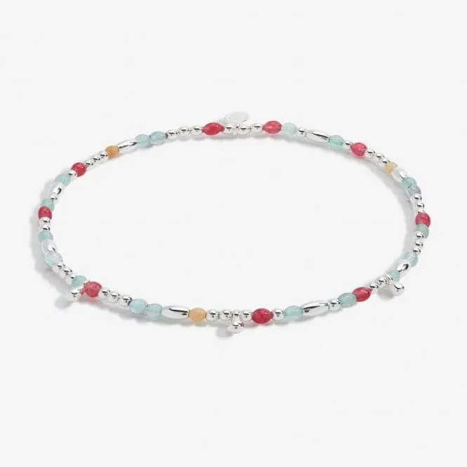 Anklet Multi Stone Silver Plated Anklet 23cm Stretch Anklet 6942