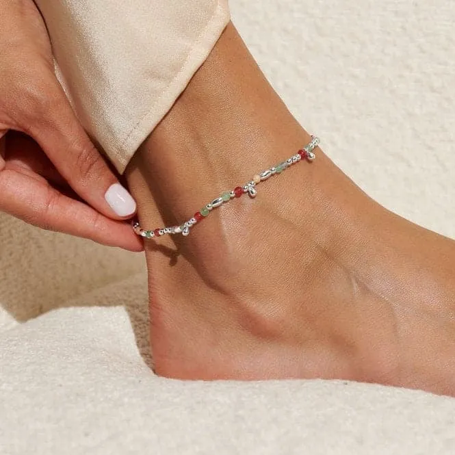 Anklet Multi Stone Silver Plated Anklet 23cm Stretch Anklet 6942