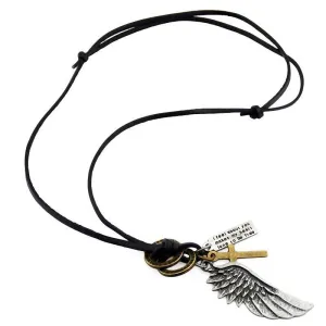 Antique Vintage Angel Wing Leather Necklace / Charms Pendants Jewelry