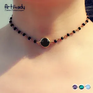 Artilady multicolor beads choker necklace fashion gold color choker necklace for women jewelry party gift