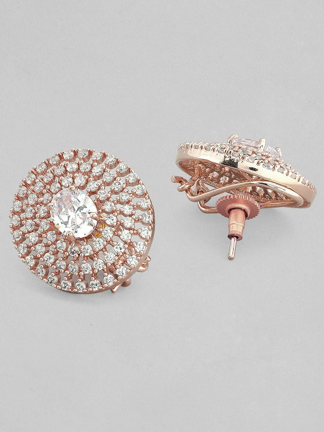 As Seen On - Rubans Rose Gold-White AD Stud Earrings