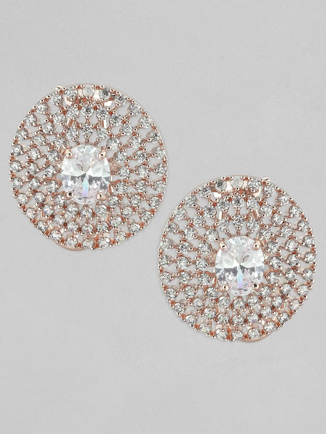 As Seen On - Rubans Rose Gold-White AD Stud Earrings