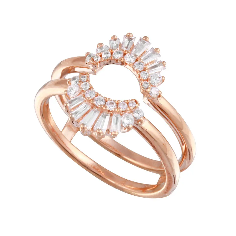 Baguette Halo Sunburst Guard Ring