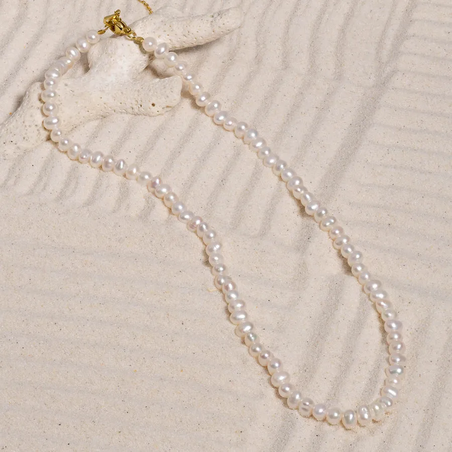 Beaded Pearl Gold Necklace