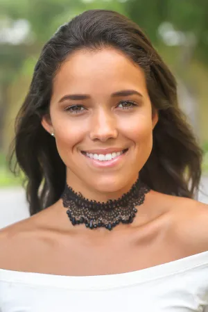 Black Crochet Choker with Bead Detail