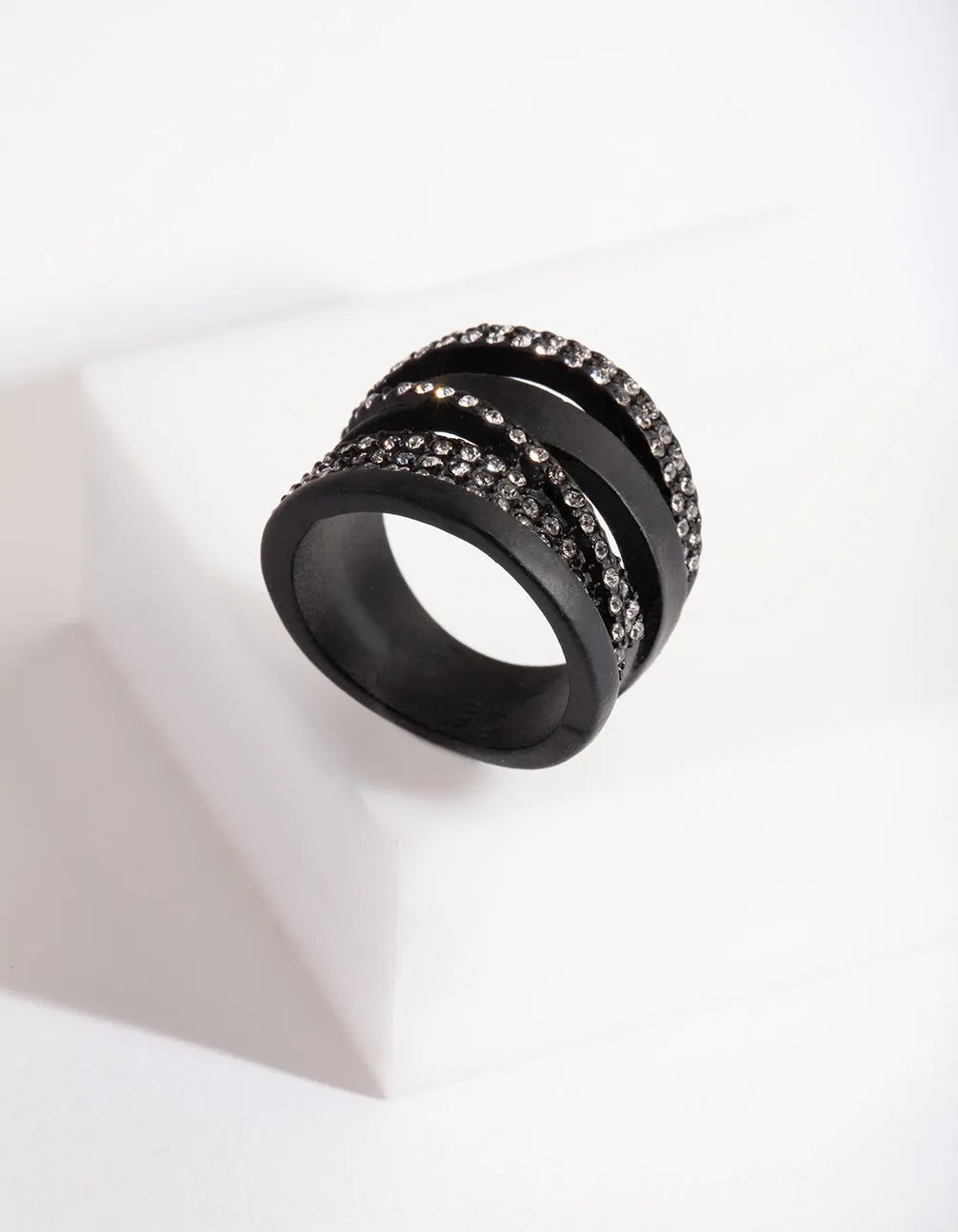 Black Layer Diamante Ring