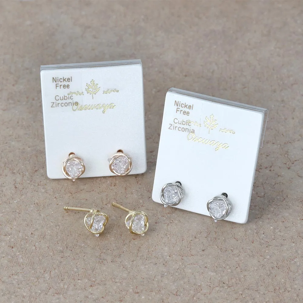 Caged Triangle Stone Studs