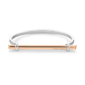 Calvin Klein Jewellery Silver & Rose Gold Steel Women's Hinge Bangle - 35000017