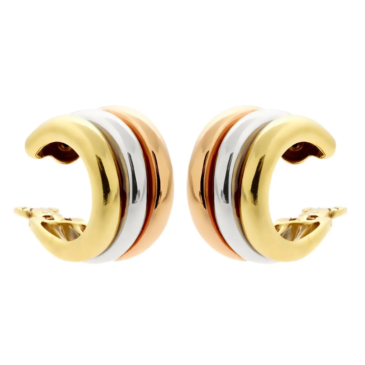 Cartier Trinity Large Tri Color 18k Gold Hoop Earrings