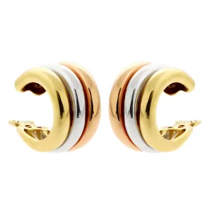 Cartier Trinity Large Tri Color 18k Gold Hoop Earrings