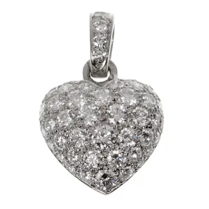 Cartier White Gold Diamond Heart Pendant Necklace