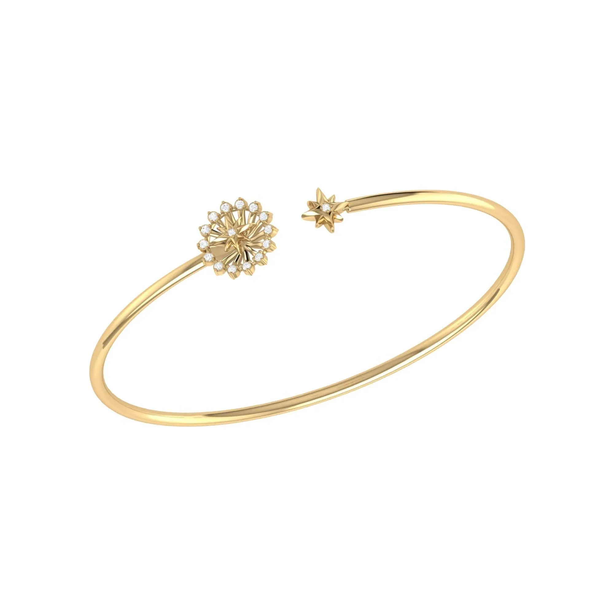 Celestial Elegance Diamond Cuff in 14K Yellow Gold Vermeil