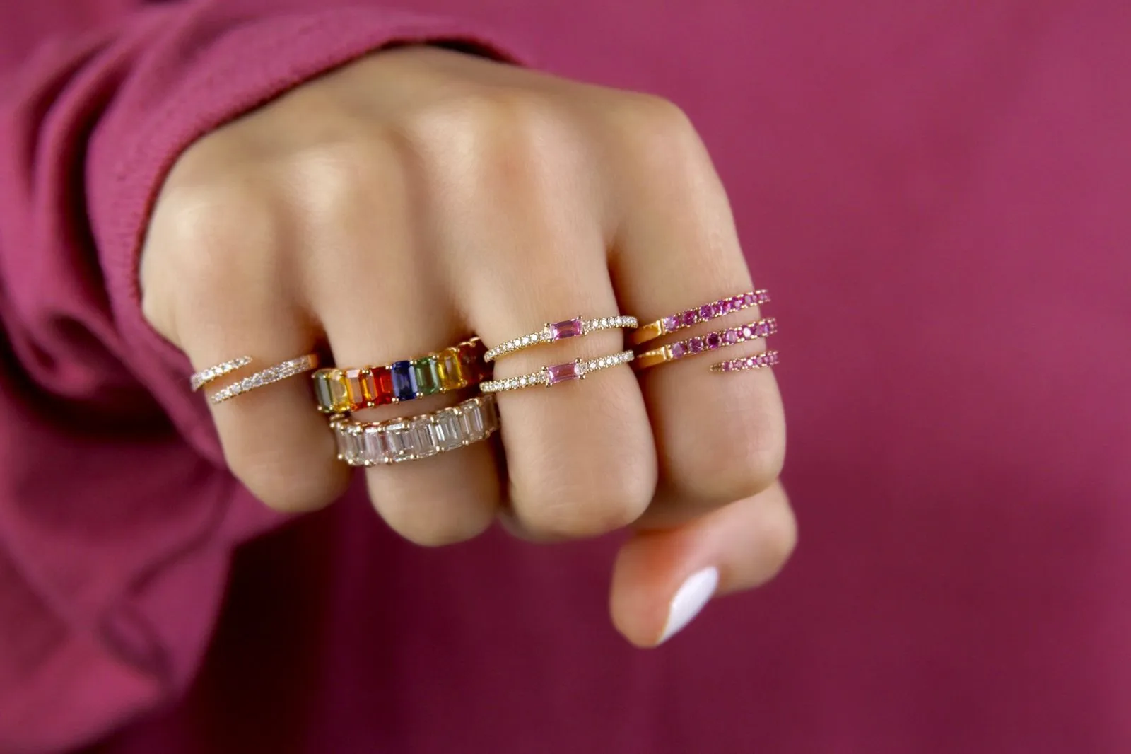 Center Gemstone Stackable Ring