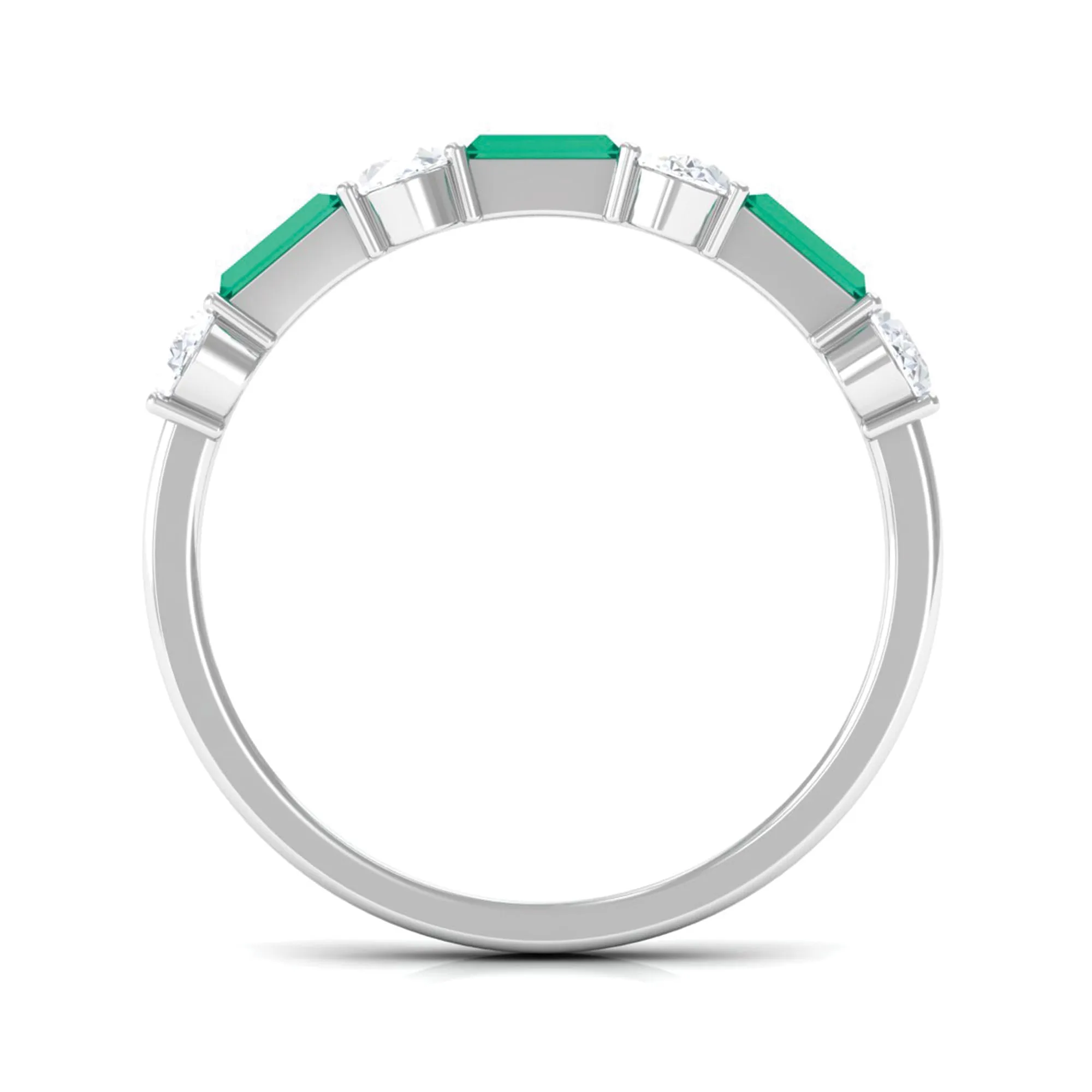 Certified Emerald Half Eternity Ring with Diamond