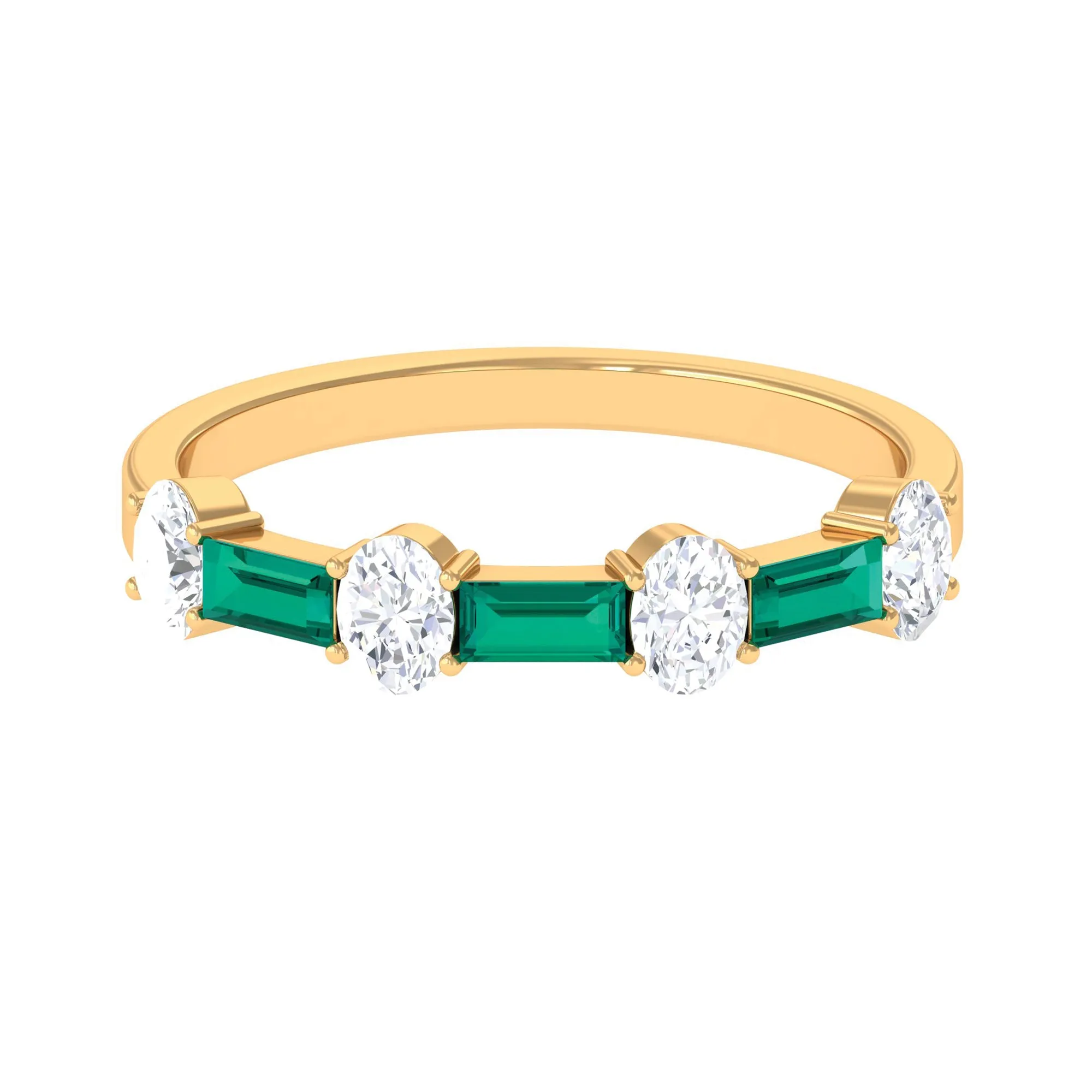 Certified Emerald Half Eternity Ring with Diamond