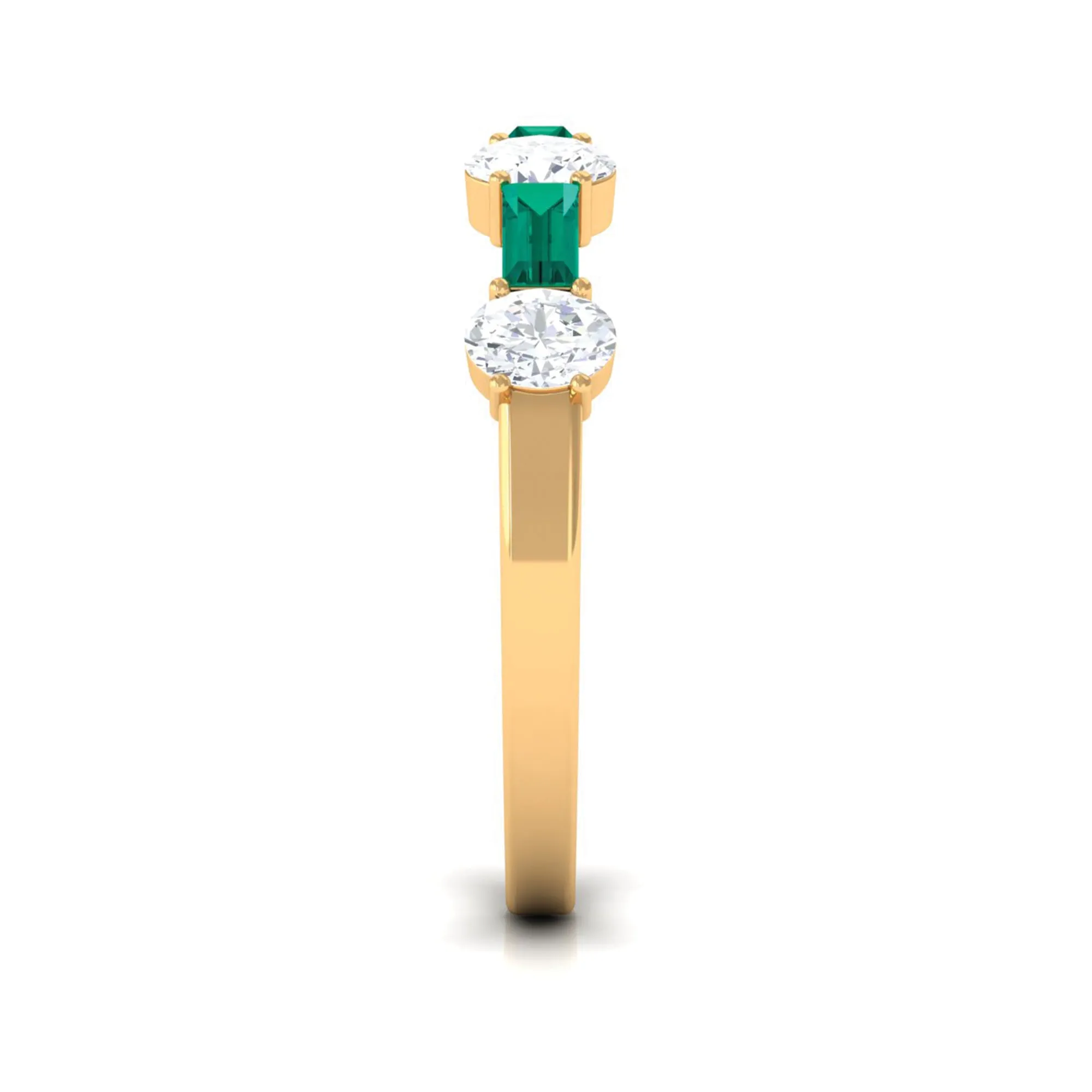 Certified Emerald Half Eternity Ring with Diamond