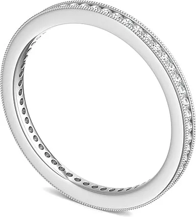 Channel Set Milgrain Round Brilliant Diamond Eternity Ring .25ct tw