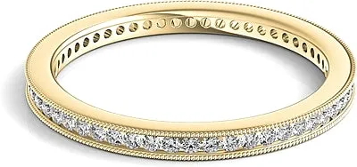 Channel Set Milgrain Round Brilliant Diamond Eternity Ring .25ct tw