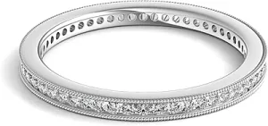 Channel Set Milgrain Round Brilliant Diamond Eternity Ring .25ct tw