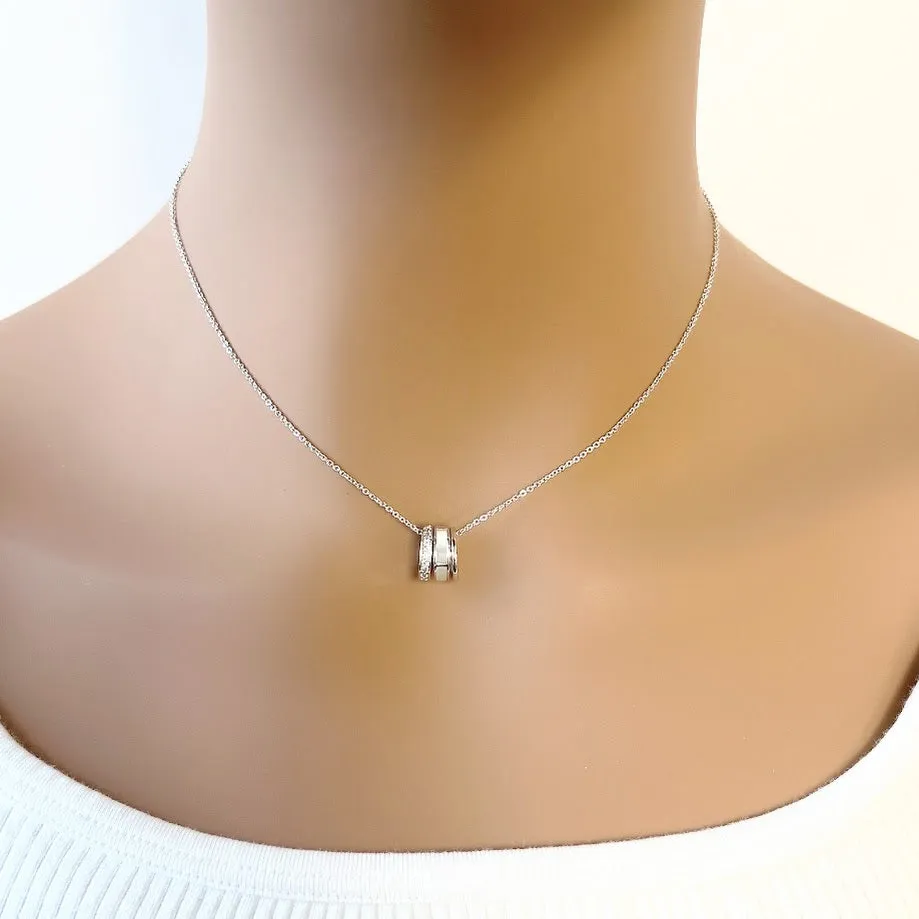 Circle Mother of Pearl & Cubic Zirconia Necklace