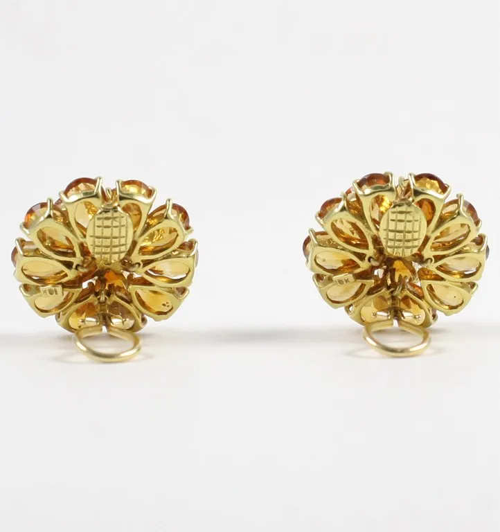 Citrine Double Tier Flower Earrings with Diamond