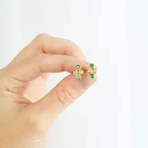 Cluster of 4 Birthstones Stud Earrings : All Birthstones Available