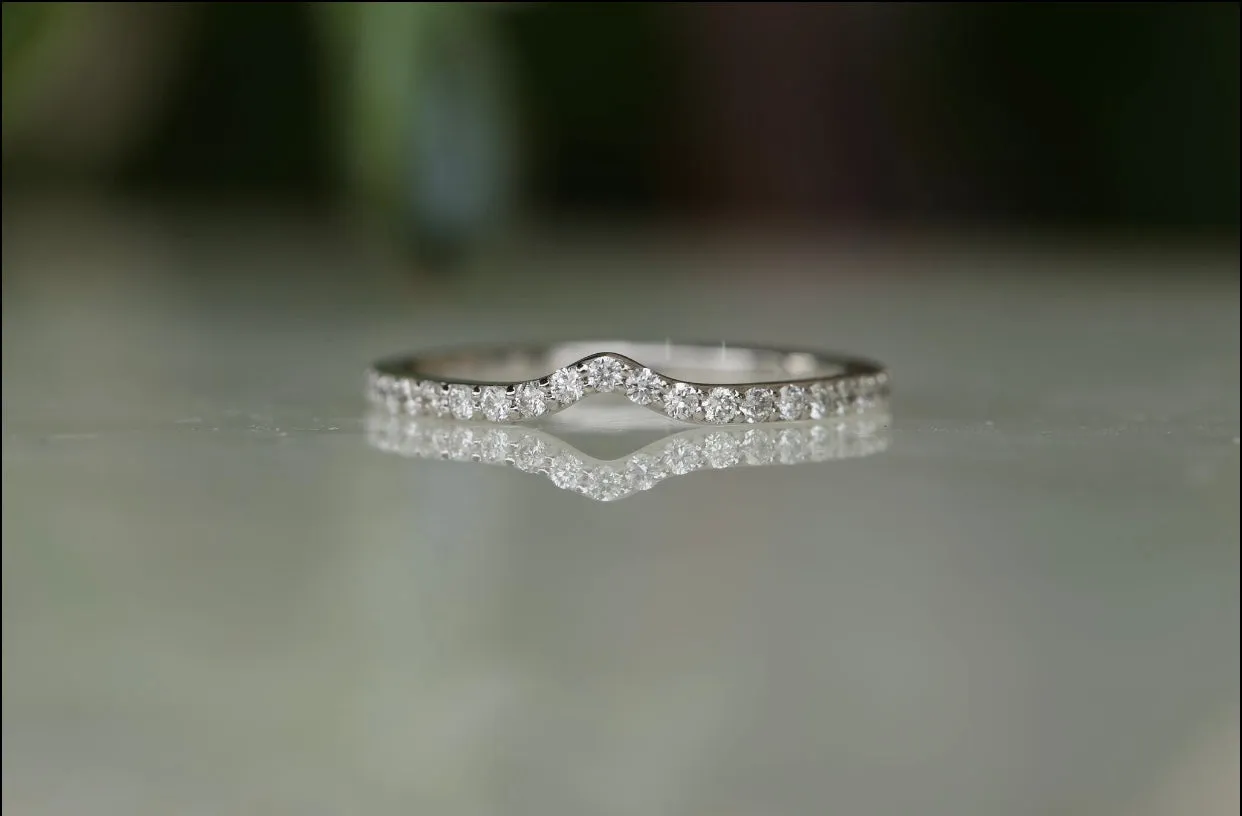 Contoured Curve Diamond Band Ring