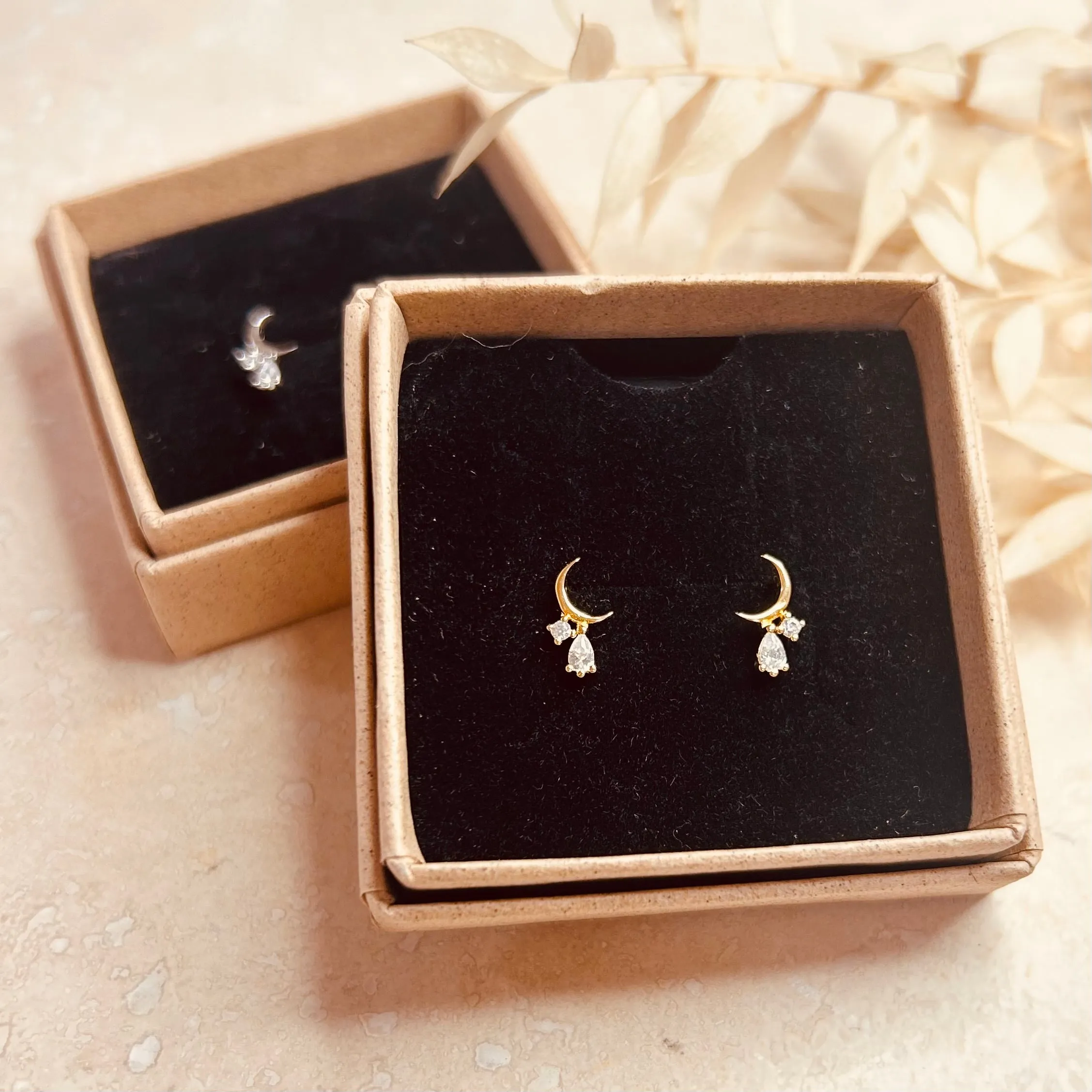 Crescent Moon Droplet Studs