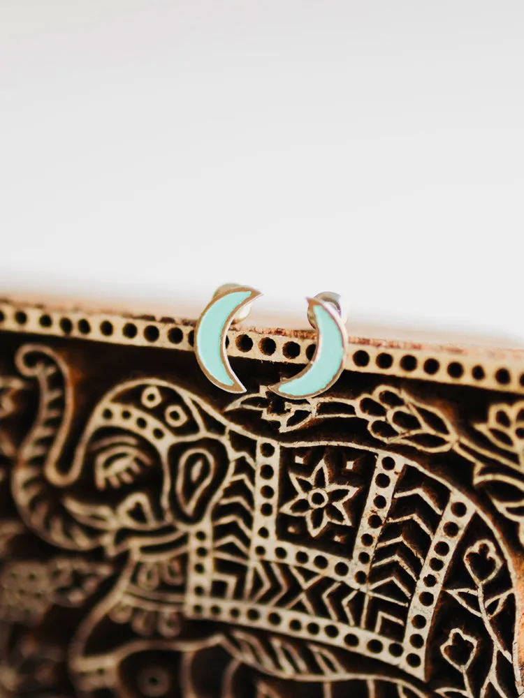 Crescent Studs - Turquoise