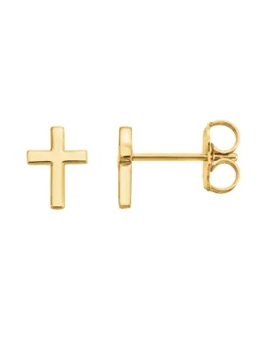 Cross Stud Earring 14K