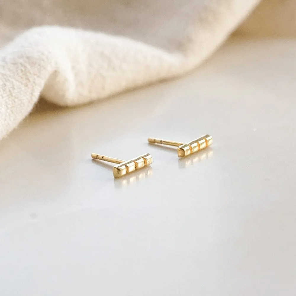 Cube Strip Stud Earrings 18ct Gold Plate