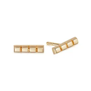 Cube Strip Stud Earrings 18ct Gold Plate