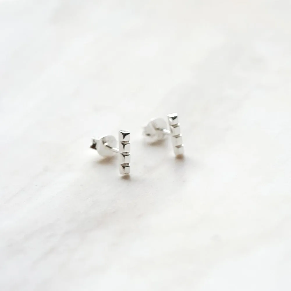 Cube Strip Stud Earrings Sterling Silver