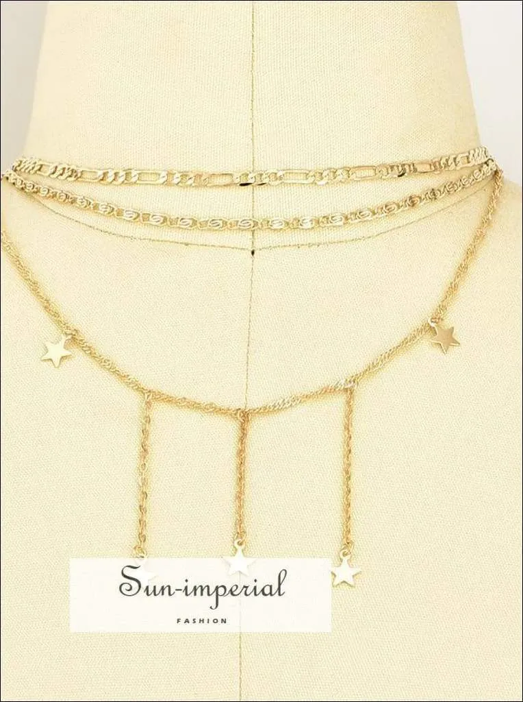 Dainty Gold Chain Tiny Star Choker Necklace for Women Layered Necklaces Pendants Simple Boho