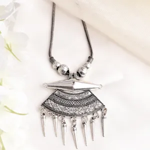 Designer German Silver Kolhapuri Long Pendant Necklace