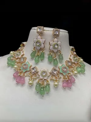 Designer Multi Color Beaded & Kundan Necklace