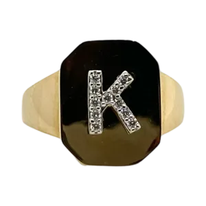 DIAMOND INITIAL PINKY RING