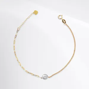 Duo Round Bezel Solitaire Diamond Bracelet 18kt