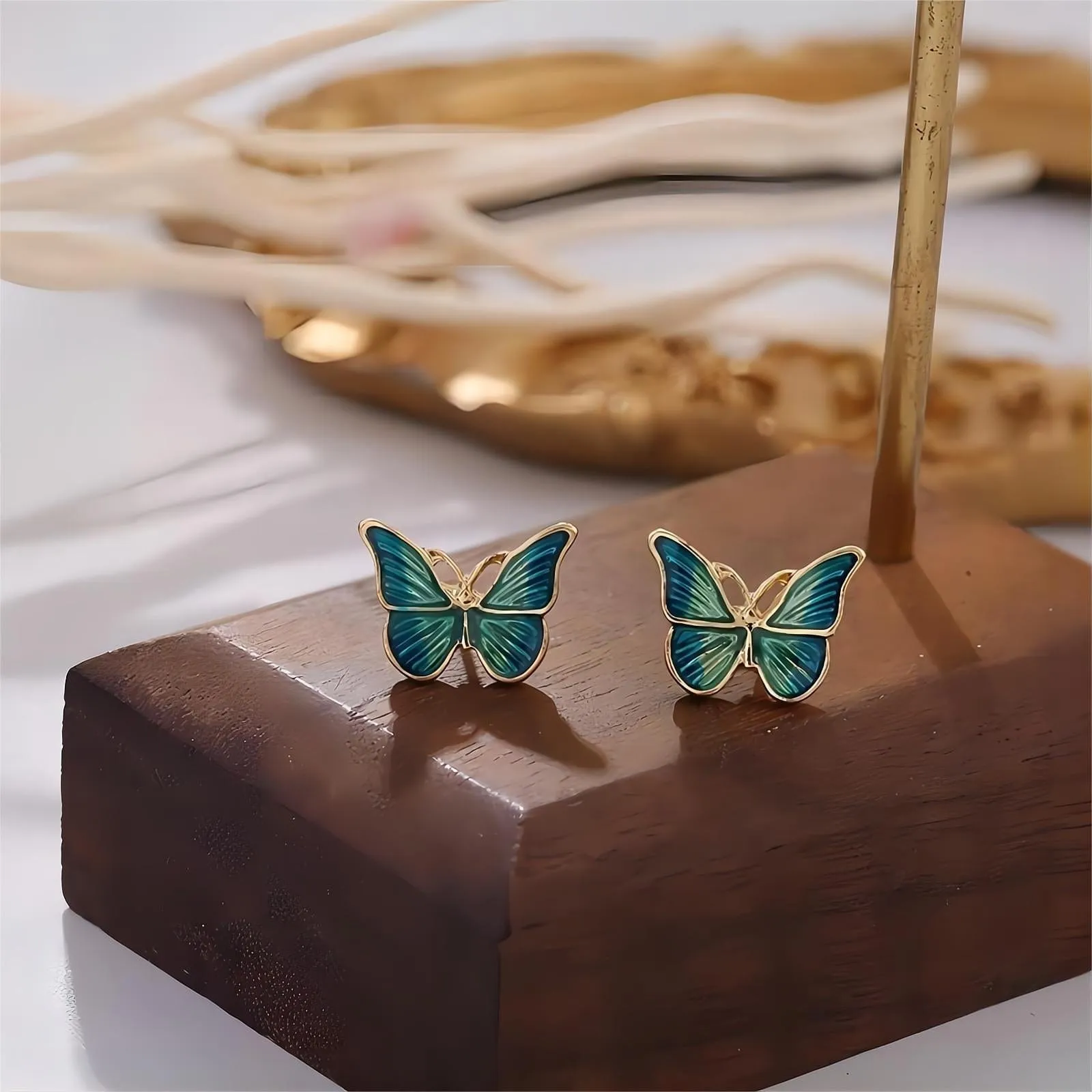 Elegant Green Butterfly Earrings