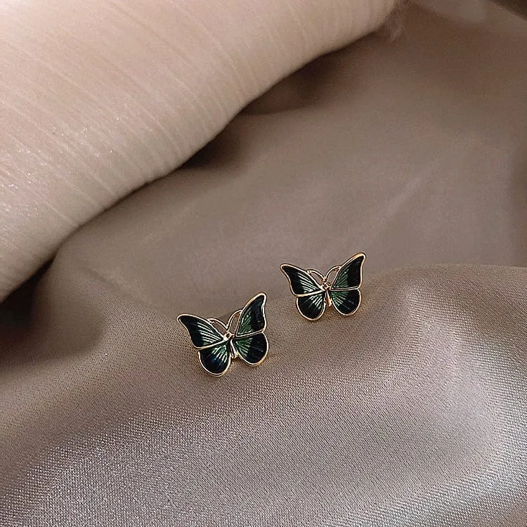 Elegant Green Butterfly Earrings