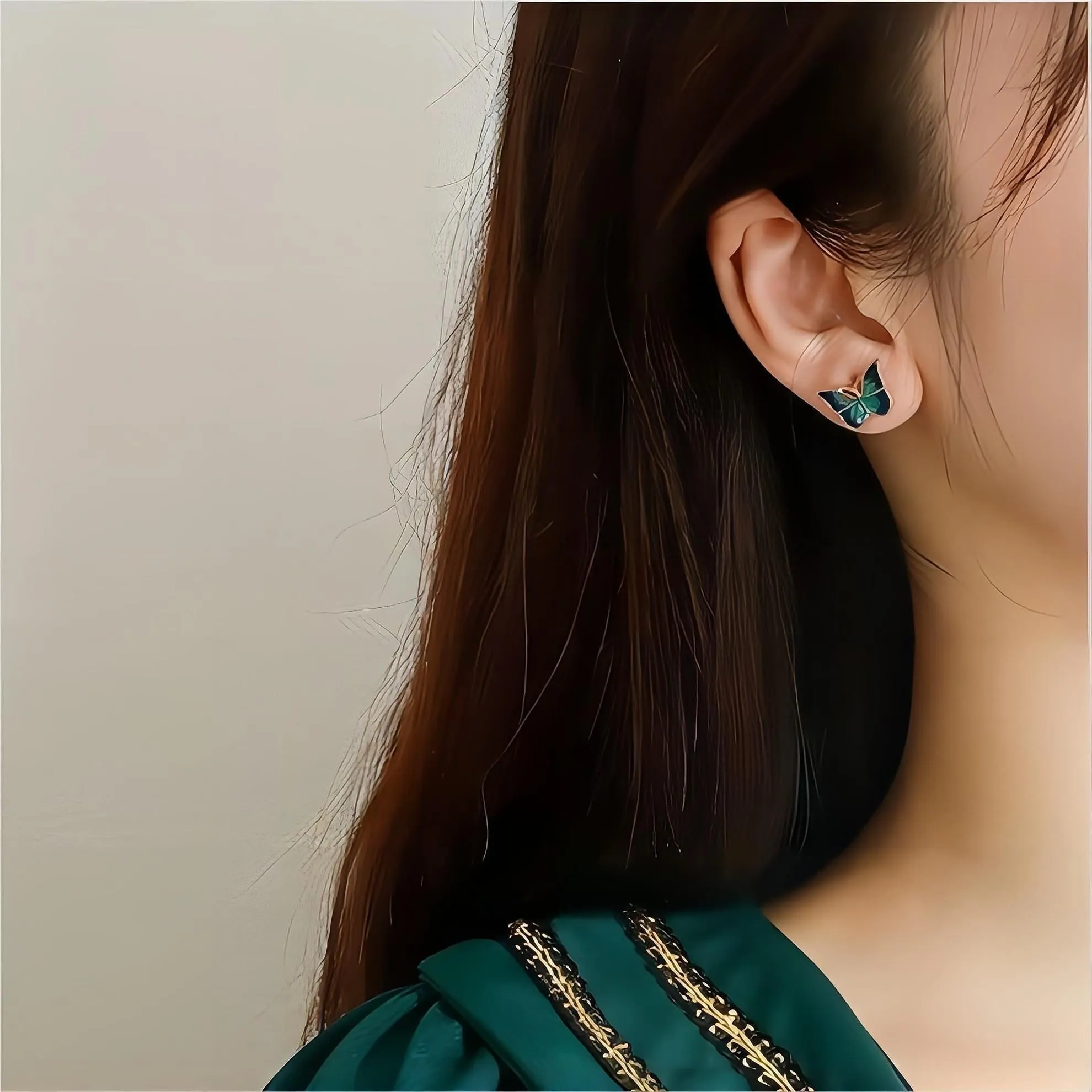 Elegant Green Butterfly Earrings