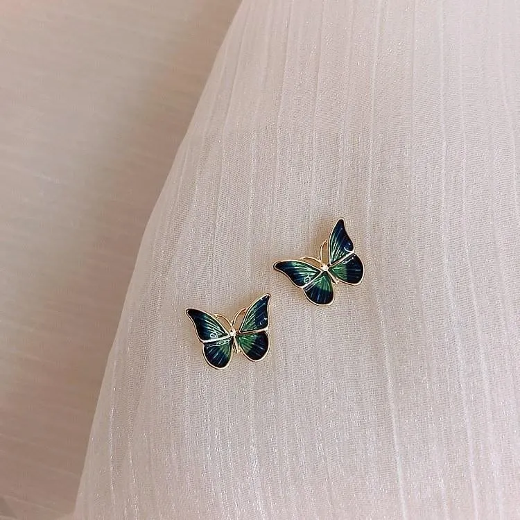 Elegant Green Butterfly Earrings