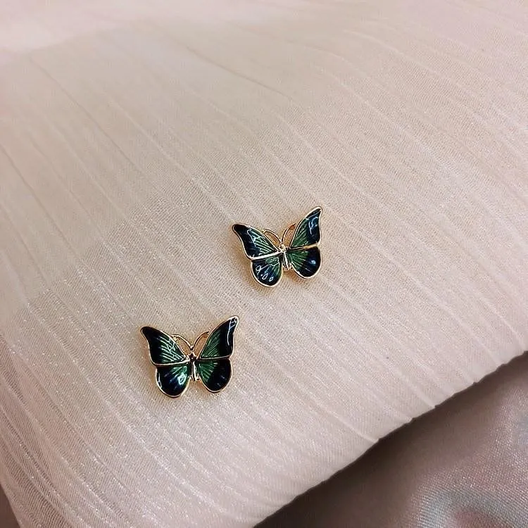 Elegant Green Butterfly Earrings