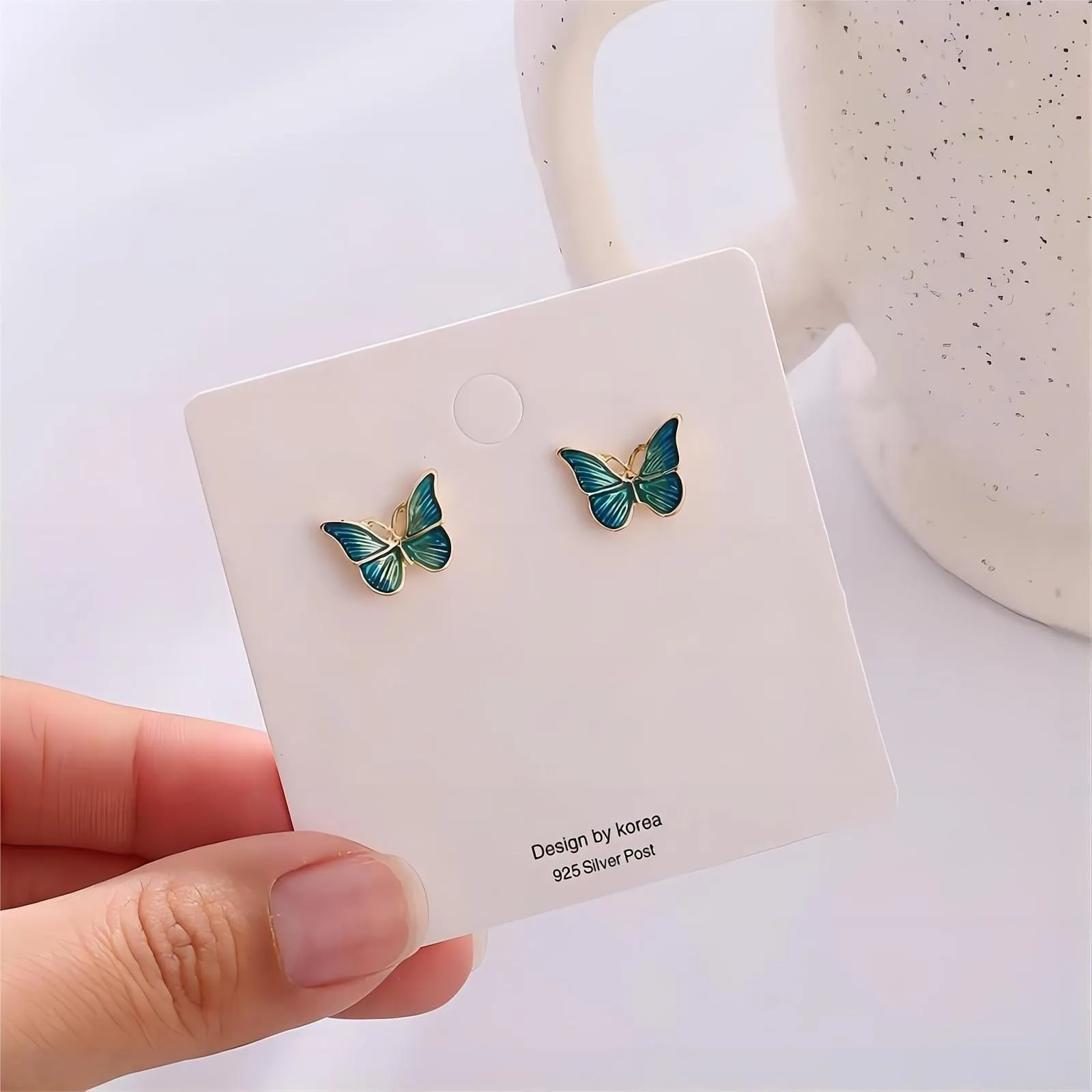 Elegant Green Butterfly Earrings