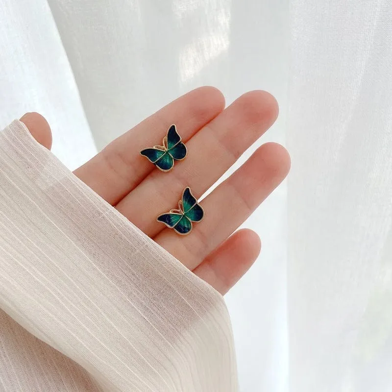 Elegant Green Butterfly Earrings