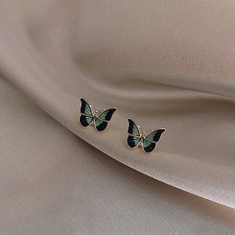 Elegant Green Butterfly Earrings