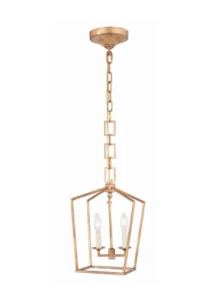 Elegant Lighting Home Decor Denmark Collection 2-Light Golden Iron Finish Pendant